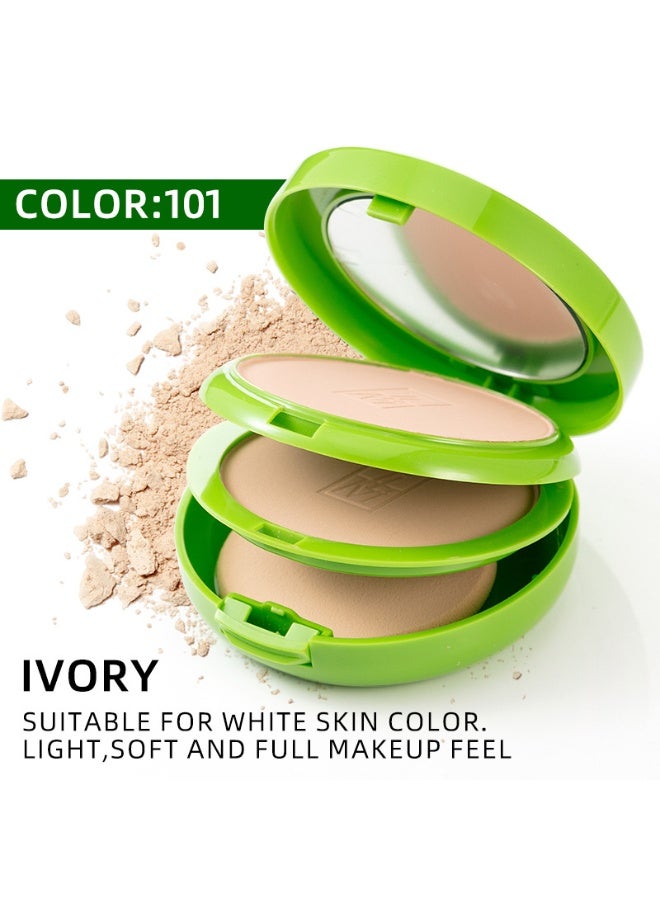 TLM Pearl Soft Matte Dual-Effect Powder Foundation - 12H Diamond-Level Oil Control · Soft-Focus Waterproof · Portable Makeup Touch-Up Tool 101# Ivory White + Pearl Powder - Image 2